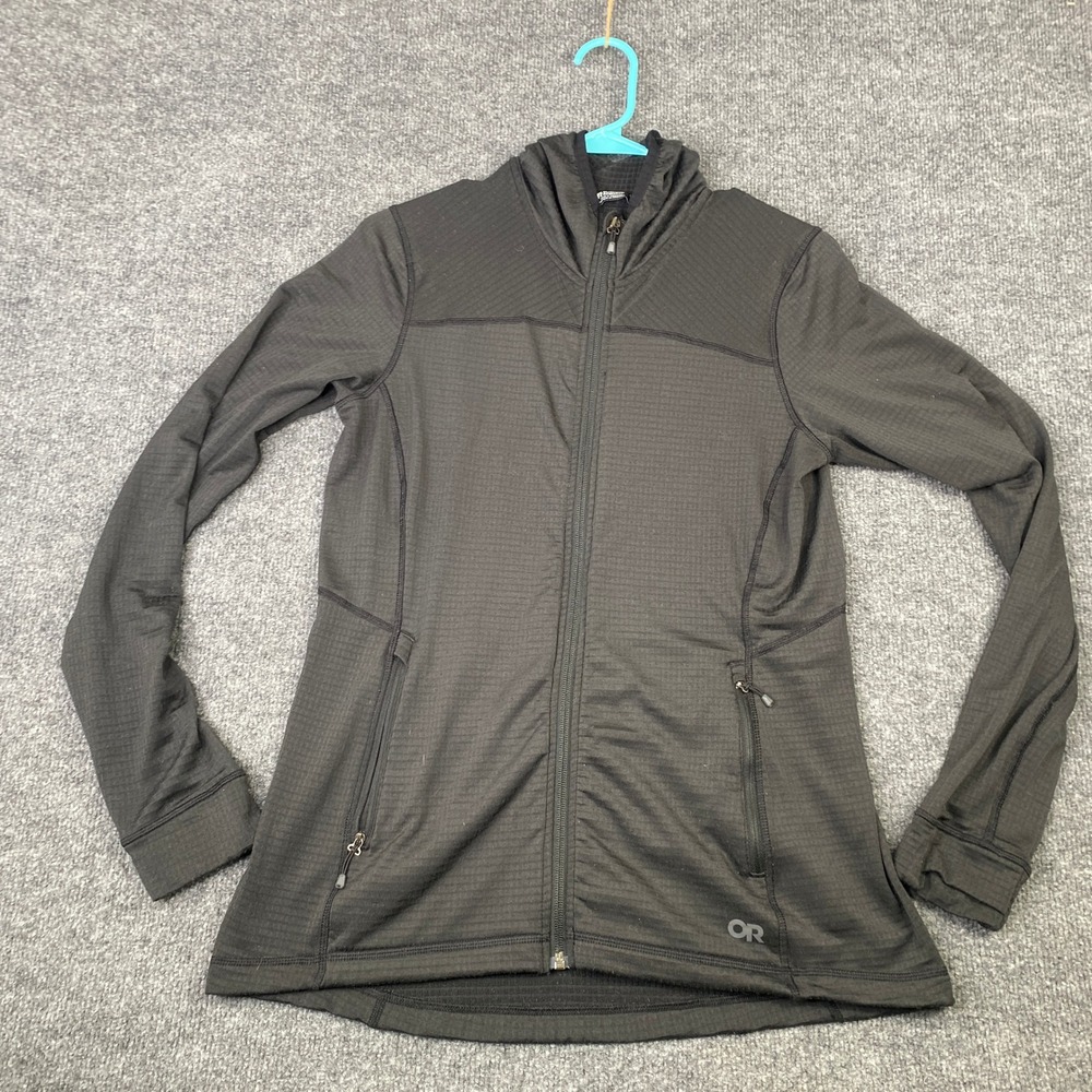 Outdoor Research Vigor Full Zip Hoodie Womens Medium Black Grid Fleece 277605
